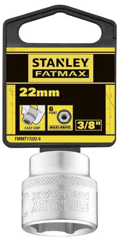 Klucz nasadowy Stanley FatMax, 22 mm, 6-punktowy, 3/8 cala, z uchwytem Easy Grip.
