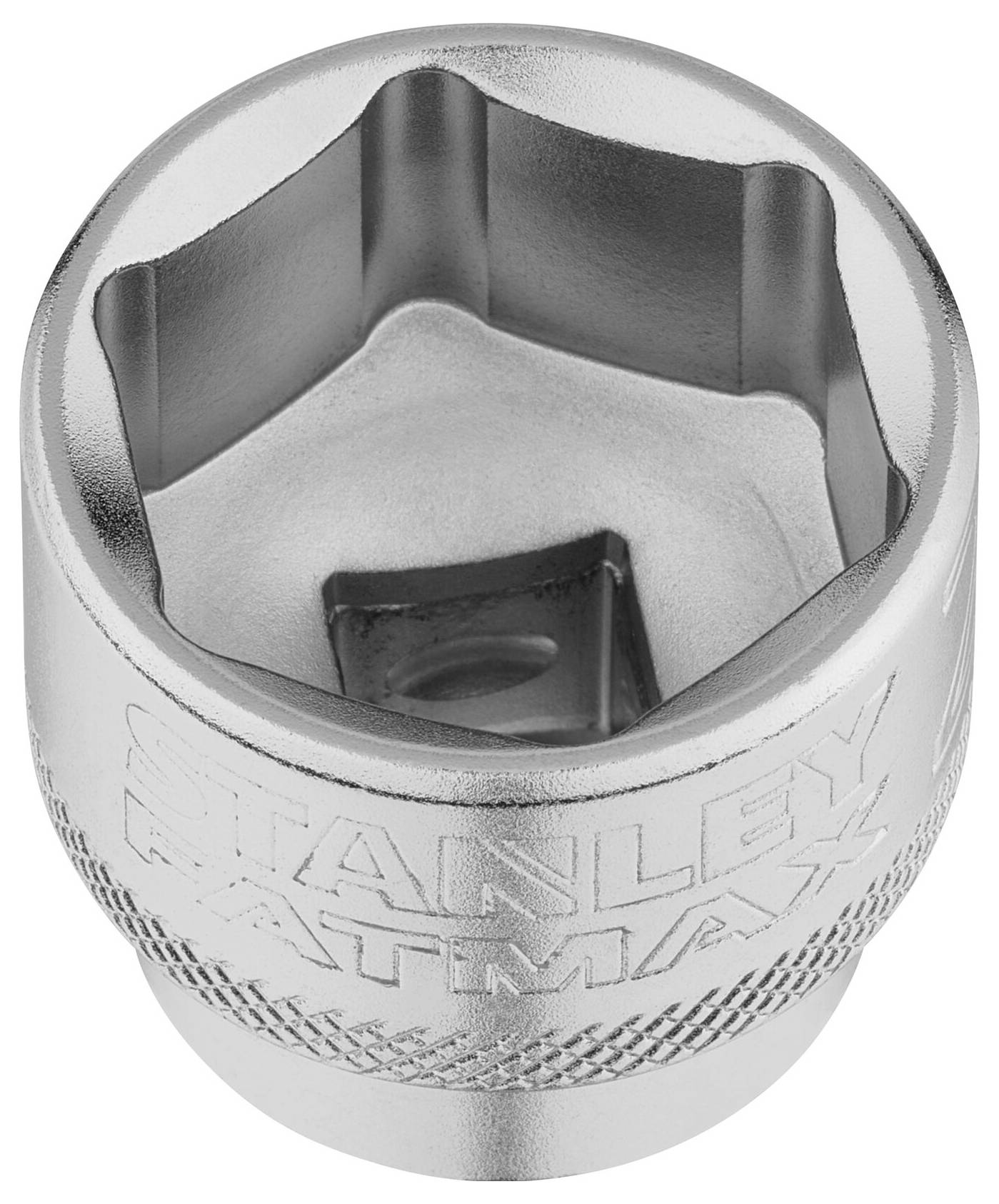 Srebrny sześciokątny klucz nasadowy z grawerem 'Stanley Fatmax'.