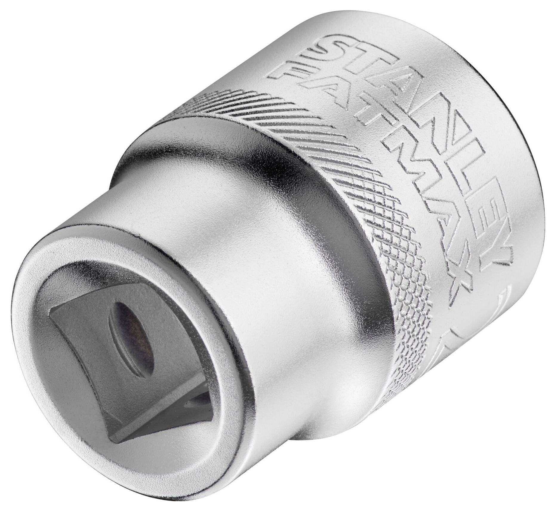 Srebrny klucz nasadowy z napisem 'STANLEY FATMAX' na powierzchni. Zaprojektowany do użycia z grzechotkami lub narzędziami obrotowymi.