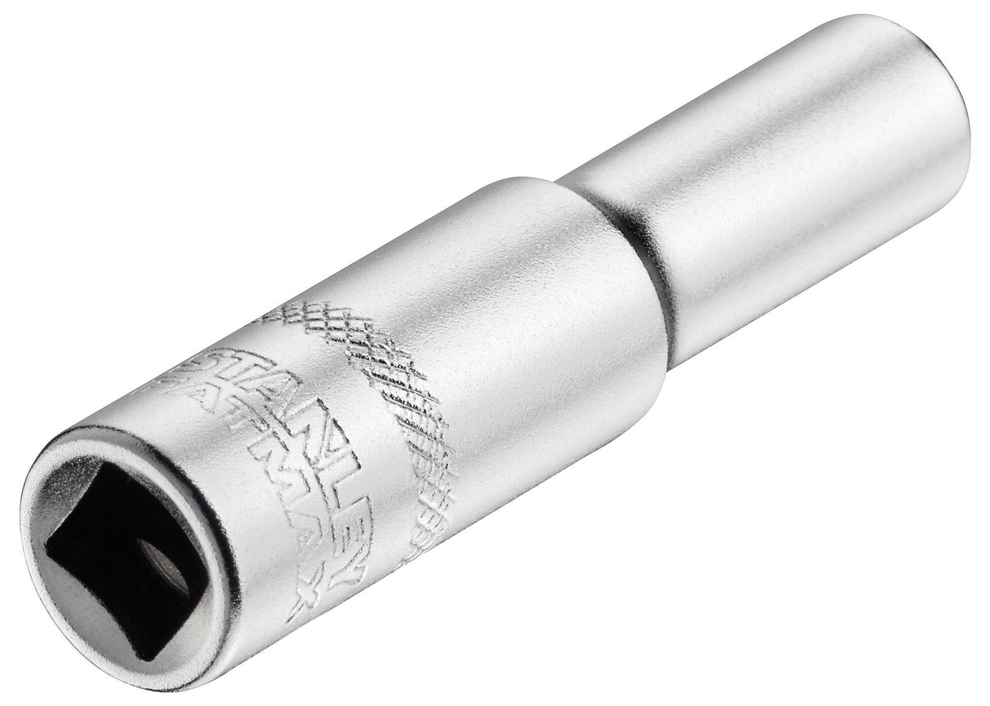 Adapter klucza nasadowego z metalu o kształcie cylindrycznym z kwadratowym mocowaniem, odpowiedni do narzędzi takich jak klucz dynamometryczny.