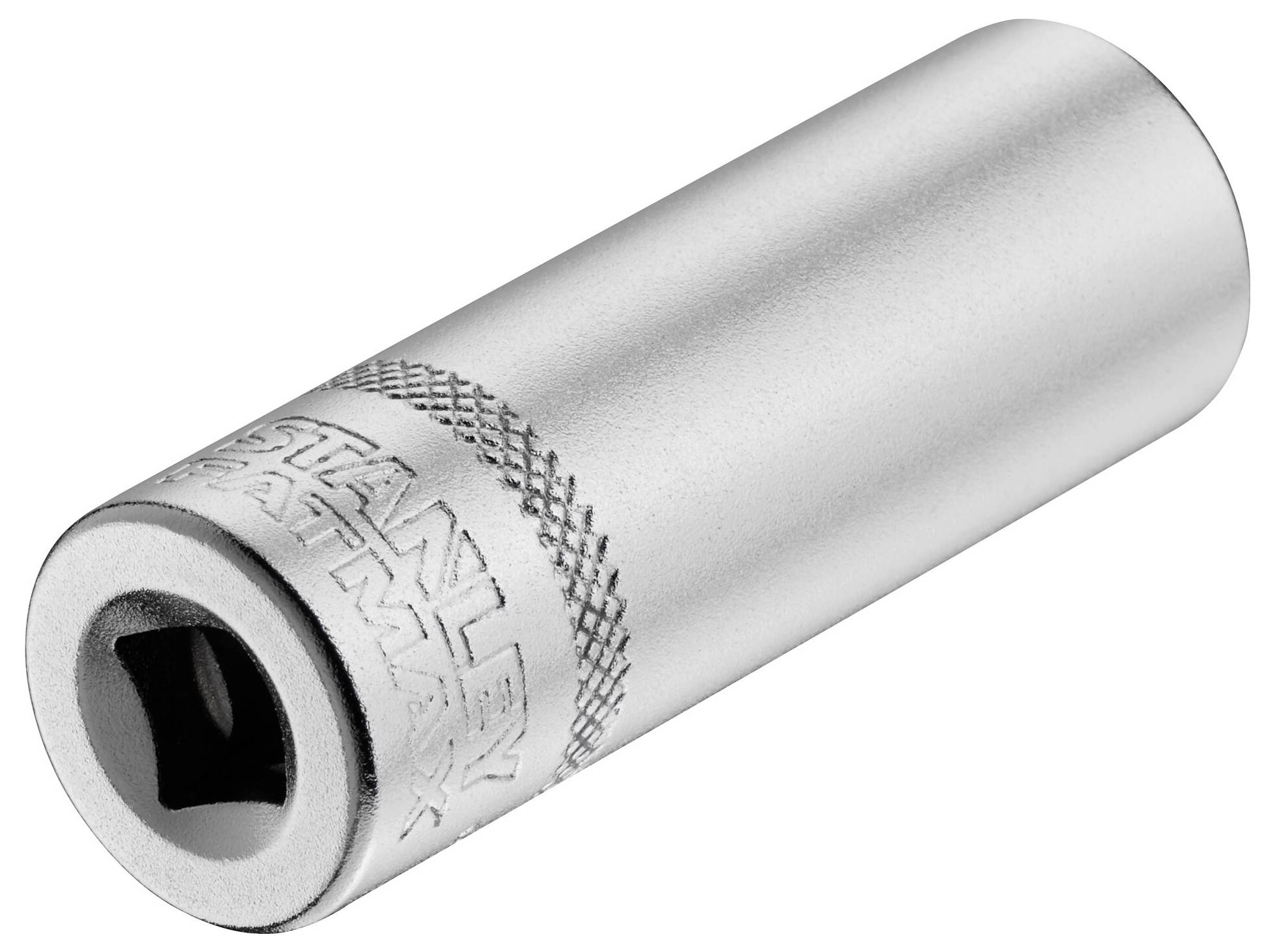 Srebrny adapter klucza z żłobionym uchwytem, stosowany do manualnych lub mechanicznych ruchów obrotowych.