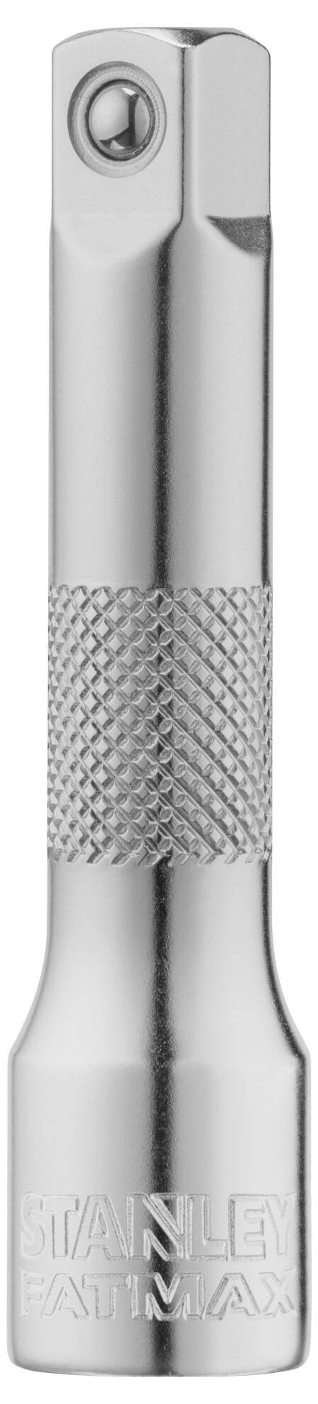 Srebrny przedłużacz z gładkim, ryflowanym uchwytem i przegubem kulkowym na jednym końcu, marki Stanley.