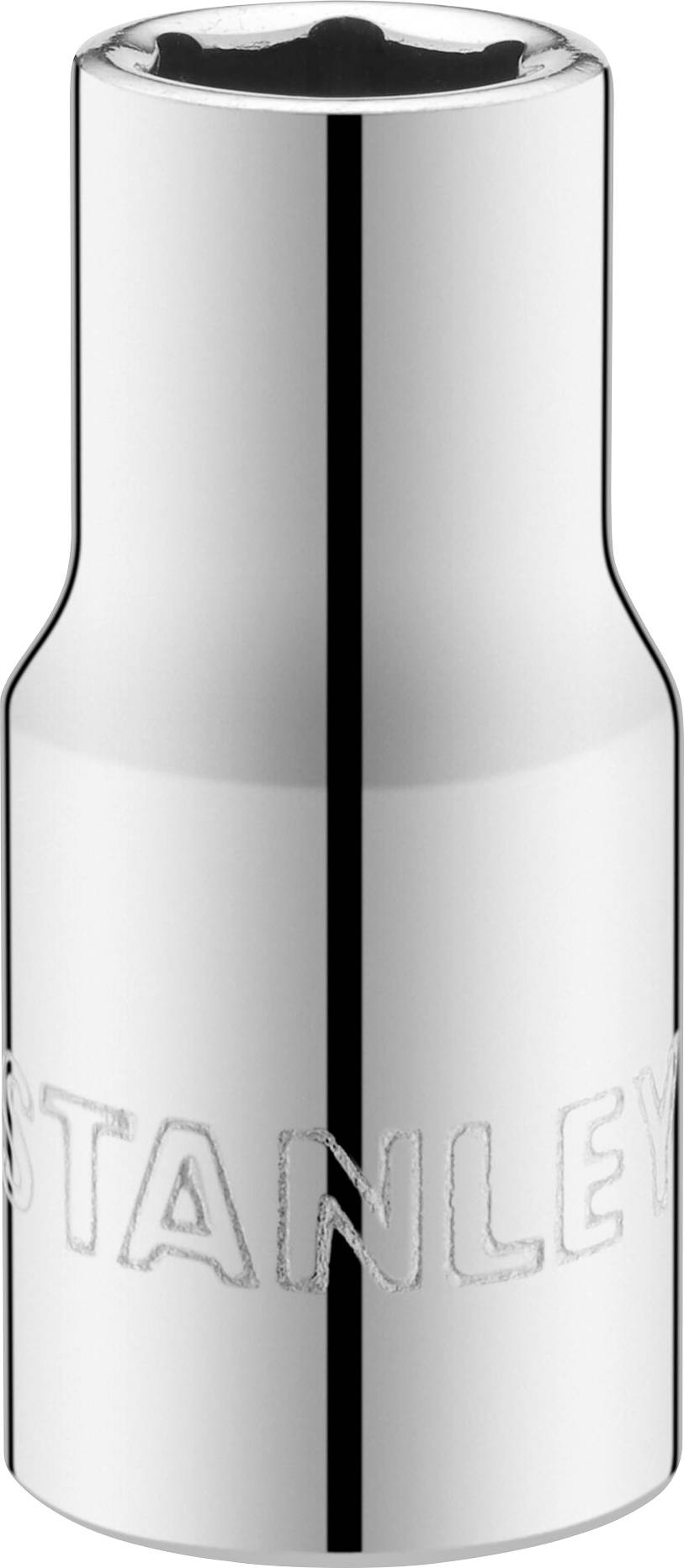 Chromowany nasadowy klucz nasadowy z grawerem 'STANLEY'.