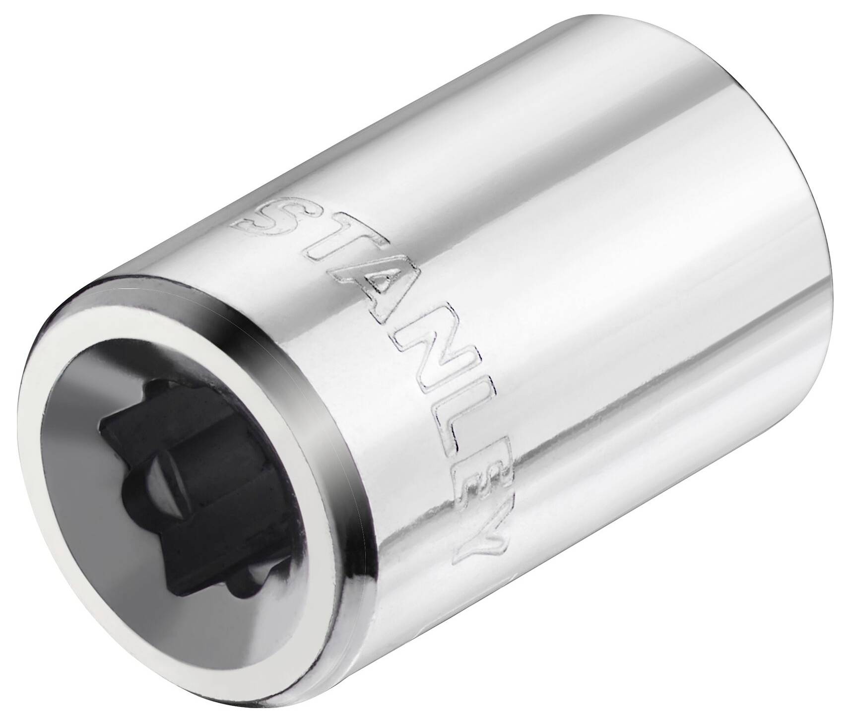 Chromowana nakrętka z grawerowanym napisem 'STANLEY'.