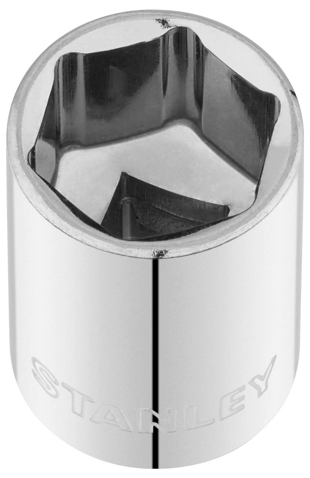 Sześciokątny klucz nasadowy wykonany ze stali chromowo-wanadowej, o połyskującej powierzchni.
