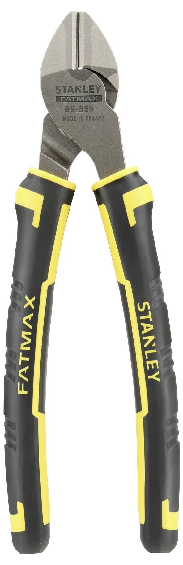 Szczypce warsztatowe z czarno-żółtym uchwytem gumowym, odpowiednie do prac chwytających i cięcia, marka i numer modelu widoczne na metalowej części.