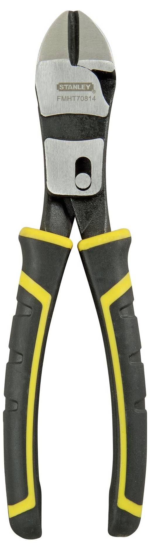 Obcinaczki boczne z czarnymi i żółtymi uchwytami, odpowiednie do cięcia drutu lub przewodów.