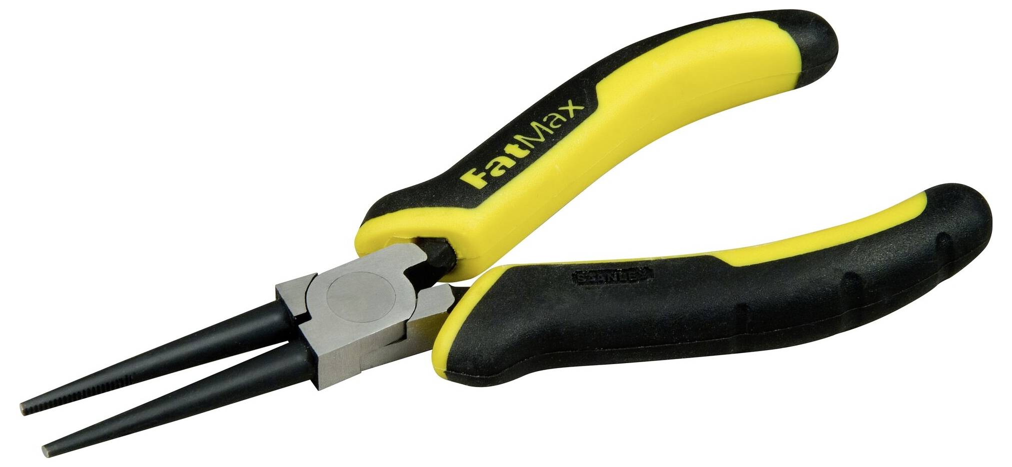 Żółte i czarne szczypce z okrągłymi końcówkami, idealne do precyzyjnych prac w elektronice lub modelarstwie.