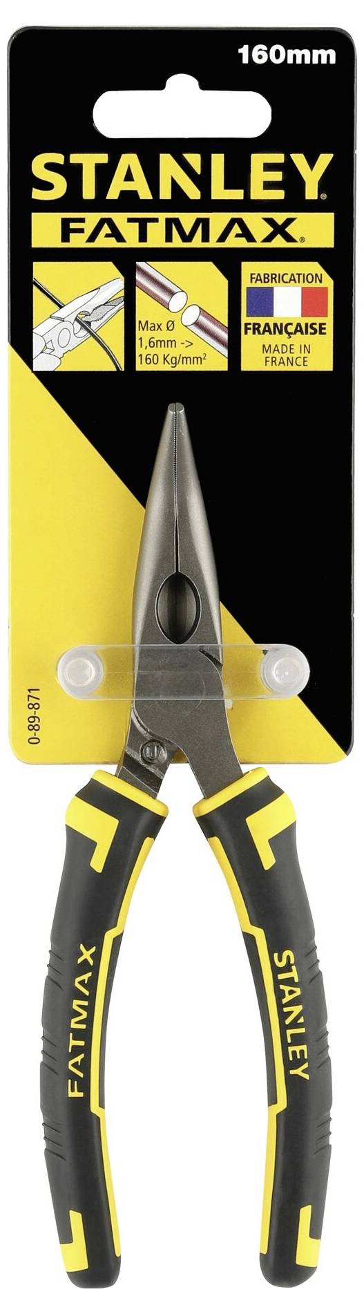 Szczypce špiczaste 'STANLEY FATMAX', 160 mm, w opakowaniu kartonowym. Szczypce w kolorach czarnym i żółtym, odpowiednie do prac, wytrzymałe do 160 kg.