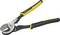 Sekator z uchwytem w żółto-czarną kratkę i zakrzywionymi ostrzami, odpowiedni do przycinania gałęzi i konarów.