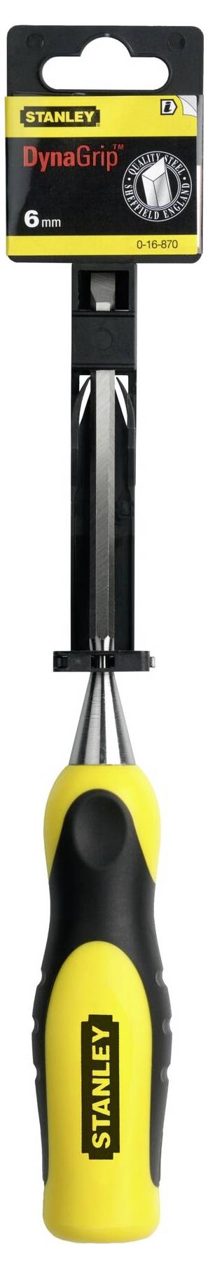 Śrubokręt marki 'STANLEY' z żółto-czarnym uchwytem, w opakowaniu 'Dynagrip', przeznaczony do prostych prac wkręcających.