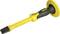 Żółty i czarny dłutko z gumowanym uchwytem i okrągłą płytką ochronną, oznaczone słowami 'FatMax' i 'Stanley'.