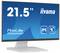 21,5-calowy monitor firmy iiyama, model ProLite T2252MSC, z ekranem IPS i funkcją dotykową. Tło w kolorze niebieskim.