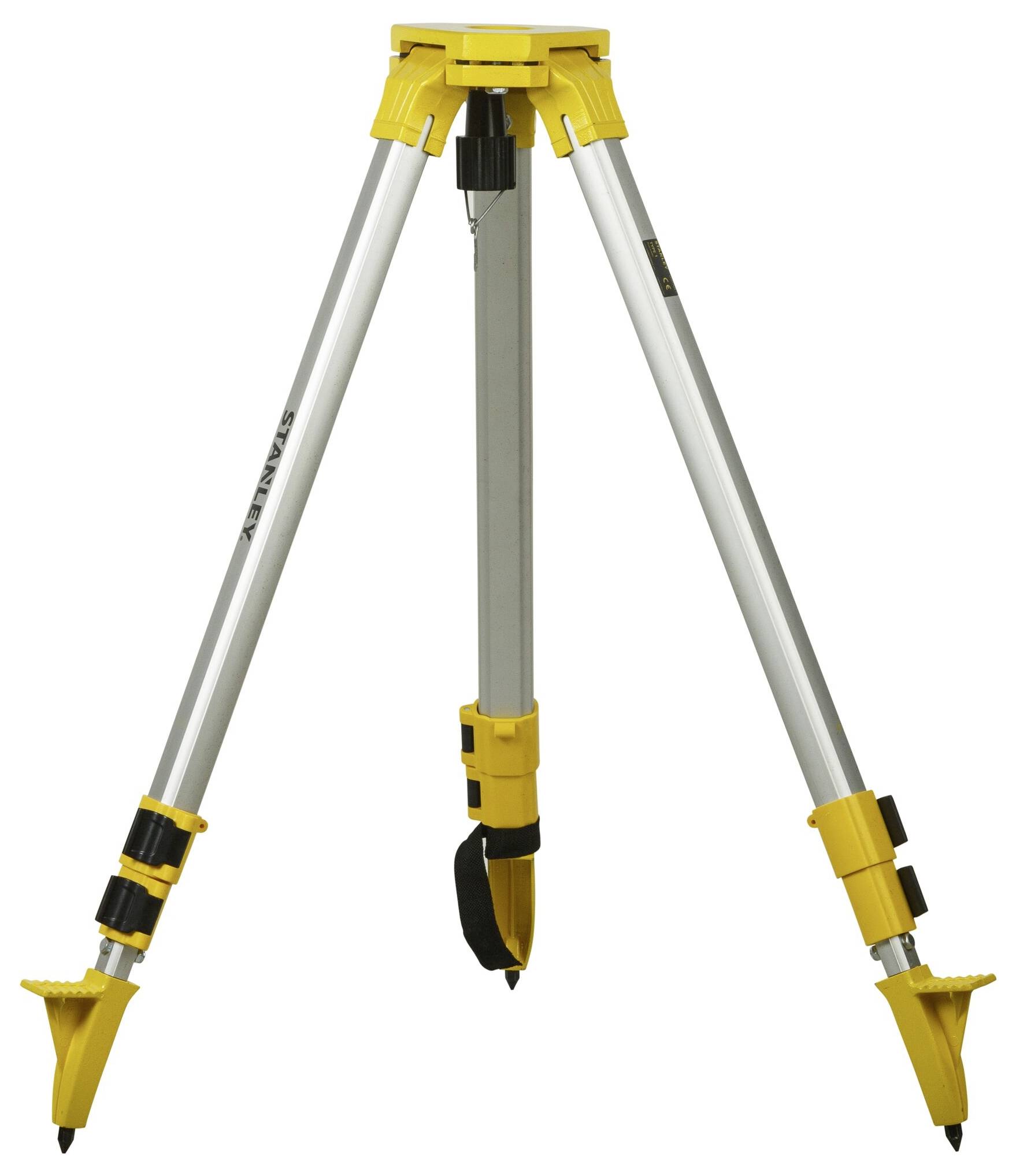 Żółty statyw z trzema wysuwanymi nogami wykonanymi z aluminium, przeznaczony do instrumentów pomiarowych.