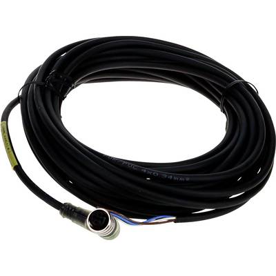 Długi czarny kabel skręcony z metalowym złączem na jednym końcu, odpowiedni do połączeń sprzętu przemysłowego lub elektronicznego.
