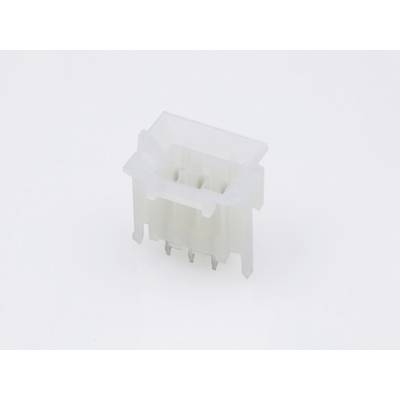 Biały, prostokątny wtyk plastikowy z metalowymi stykami, przeznaczony do połączeń elektronicznych. Posiada kilka możliwości podłączenia.