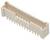 Prostokątne złącze wtykowe z wieloma metalowymi stykami wystającymi od spodu. Odpowiednie do płytek elektronicznych.