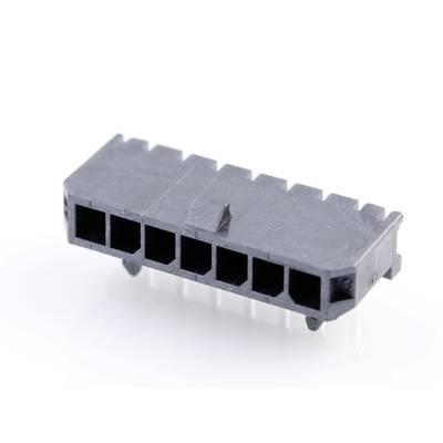 'Czarna wtyczka z tworzywa sztucznego z sześcioma kwadratowymi otworami i metalowymi stykami do łączenia elementów elektronicznych.'