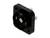 Kwadratowe czarne gniazdo, widziane z boku. Posiada trzy metalowe styki do połączeń elektrycznych na tylnej stronie.