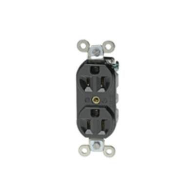 Elektryczny adapter do gniazd ściennych z dwoma gniazdami i srebrnymi śrubami mocującymi do ściany.
