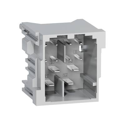 Metalowy sześcian o złożonej strukturze wewnętrznej, zawierający kilka wypukłych i wklęsłych elementów. Nadaje się jako element techniczny lub elektryczny.