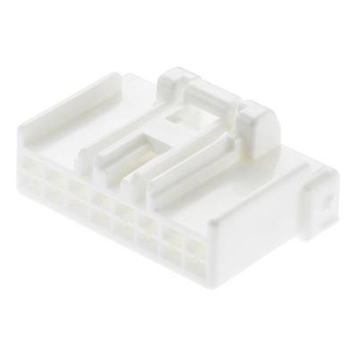 Biały wtyk plastikowy z wieloma złączami, prawdopodobnie przeznaczony do urządzeń elektronicznych lub instalacji kablowych.