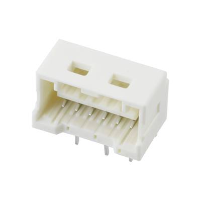 Biały wtyk plastikowy z wieloma metalowymi stykami, odpowiedni do połączeń elektronicznych.