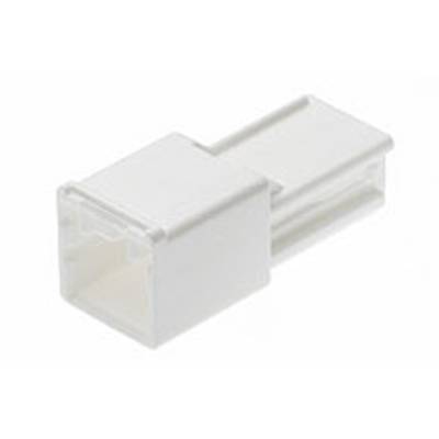 Biały plastikowy adapter wtykowy o prostokątnym kształcie, przydatny do łączenia dwóch przewodów.