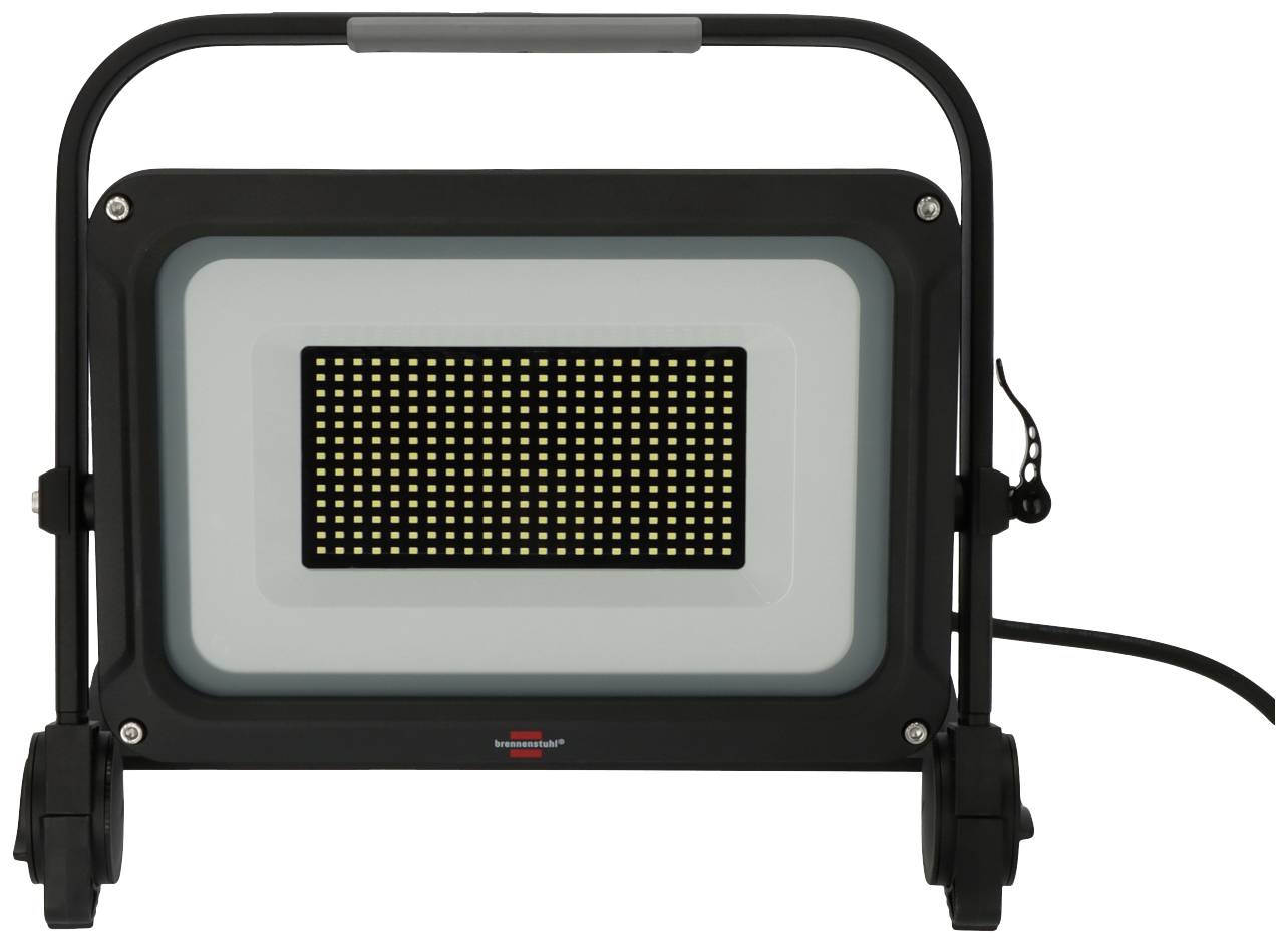 Przenośna lampa robocza z diodami LED, osadzona w prostokątnej ramie z uchwytami po bokach.