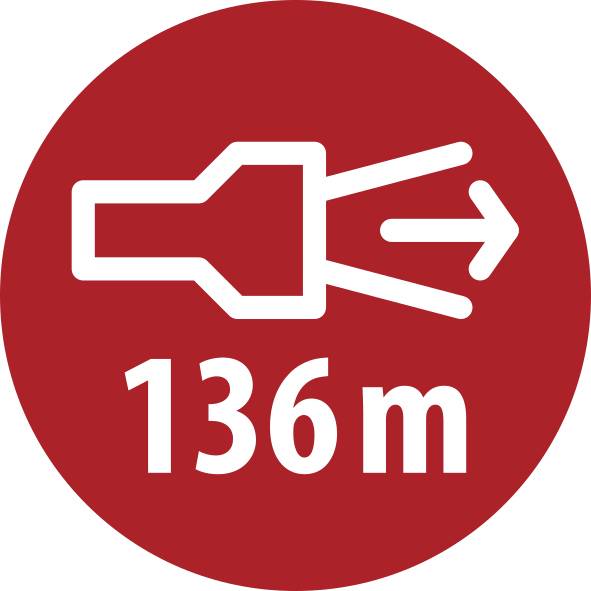 Czerwony okrągły znak z białym symbolem kierunkowym i tekstem 