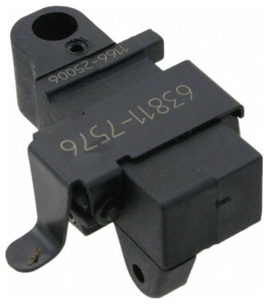Zbliżenie czarnej plastikowej części samochodowej lub mechanicznej z numerami „3811-7576" i „7650/652006" wygrawerowanymi na jej powierzchni.
