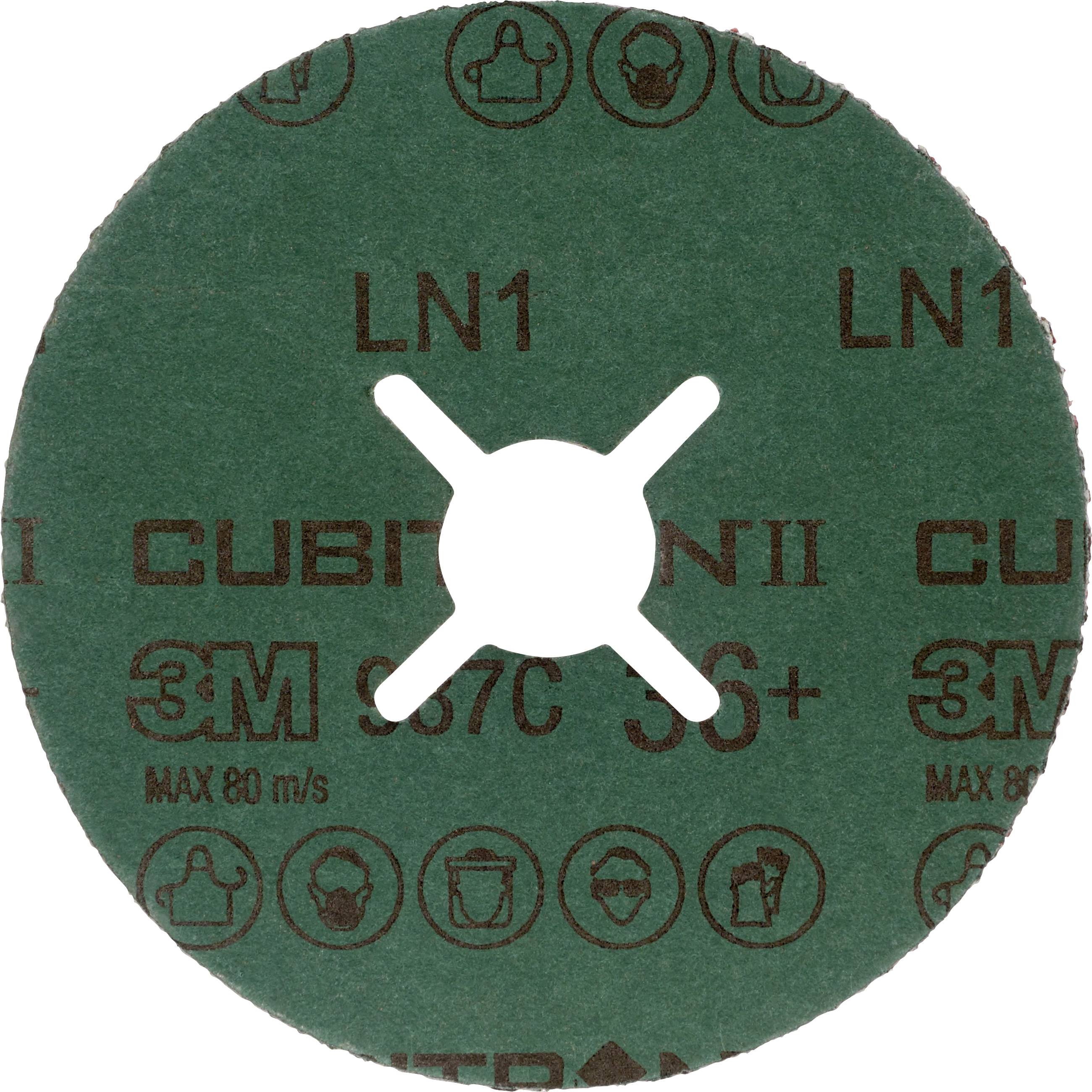 'Zielona tarcza tnąca Cubitron™ II 3M, LN1, maks. 80 m/s.'