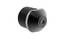 Czarna, błyszcząca, cylindryczna nakładka metalowa z gwintem, często stosowana w maszynach lub urządzeniach technicznych.