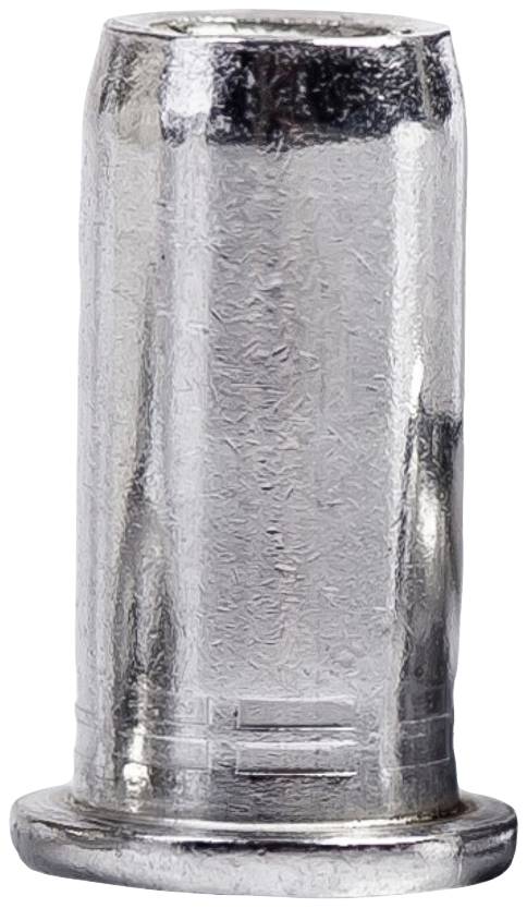 Lśniąca srebrzysta metalowa rura z płaską podstawą, prawdopodobnie element przeznaczony do zastosowań technicznych.