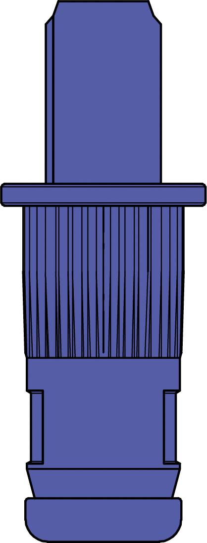 Niebieska, cylindryczna część, która wygląda jak złącze lub adapter, z żebrowaną powierzchnią dla lepszego chwytu.