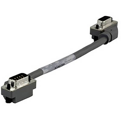 Kabel z dwoma 9-pinowymi złączami D-Sub na każdym końcu, odpowiednie do połączeń szeregowych.