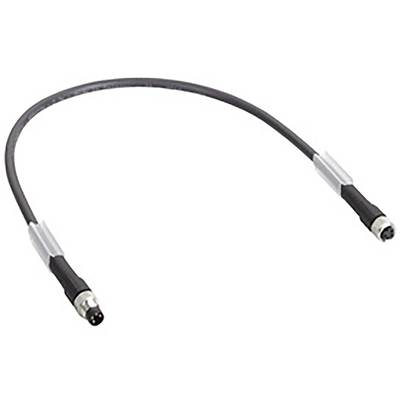 Czarny kabel z metalowymi wtyczkami na obu końcach, odpowiedni do urządzeń audio lub wideo.