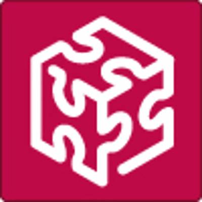 Białe elementy puzzli na czerwonym kwadratowym tle symbolizują współpracę i wzajemne powiązania.