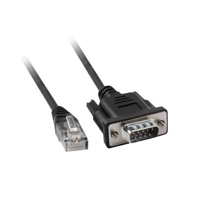'Ilustracja złącza szeregowego DB9 obok złącza Ethernet, oba podłączone do kabli.'