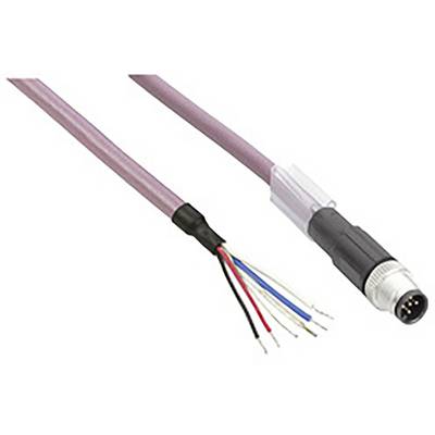 Wielożyłowy kabel z otwartym końcem po lewej stronie i okrągłą wtyczką po prawej stronie.