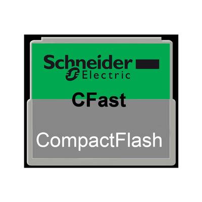 Karta pamięci CompactFlash CFast firmy Schneider Electric w zielono-szarej kolorystyce.