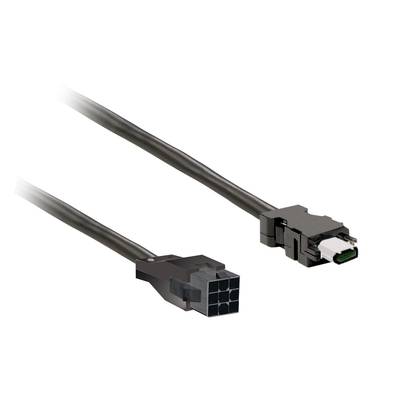 Kabel zasilające SATA: Czarna wtyczka z 6-pinowym złączem po lewej stronie, złącze SATA po prawej stronie. Służy do zasilania dysków twardych.