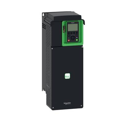 Czarno-zielone urządzenie elektryczne z wyświetlaczem i przyciskami na przedniej stronie, stosowane do sterowania przemysłowego.
