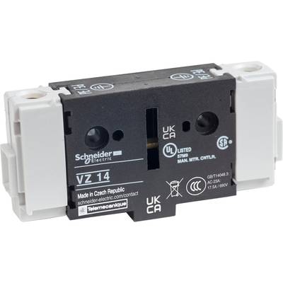 Złącze Schneider Electric VZ 14, czarno-białe, z certyfikatami UKCA i UL. Wyprodukowane w Czechach.