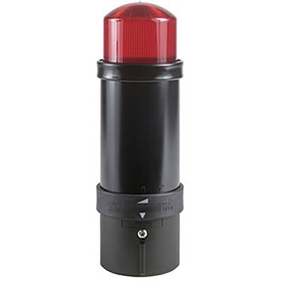 Czerwona lampa ostrzegawcza na czarnym cokole, która jest typowo używana do sygnalizowania alarmów lub ostrzeżeń.