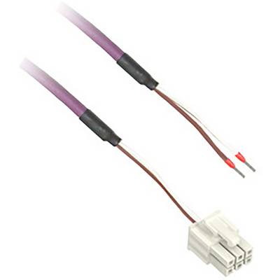 Kabel podwójnie izolowane z białą wtyczką i fioletową osłoną, zakończenia izolowane, stosowane do połączeń elektrycznych.