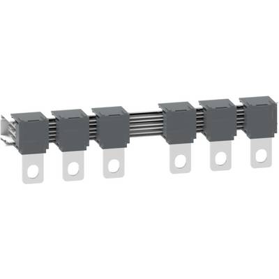 Szary element elektryczny z sześcioma czarnymi złączami, ułożonymi w dwóch rzędach, z metalowymi mocowaniami u dołu.