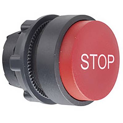 Czerwony wyłącznik awaryjny z napisem "STOP".