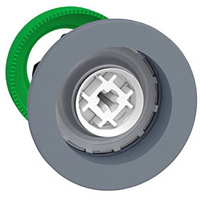 Na ilustracji przedstawiono szary adapter z tworzywa sztucznego z zielonym pierścieniem, prawdopodobnie element techniczny służący do łączenia innych komponentów.