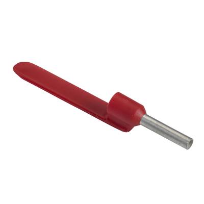 Czerwony uchwyt z tworzywa sztucznego i metalu, prawdopodobnie element narzędzia lub dźwignia, leży skośnie na białym tle.